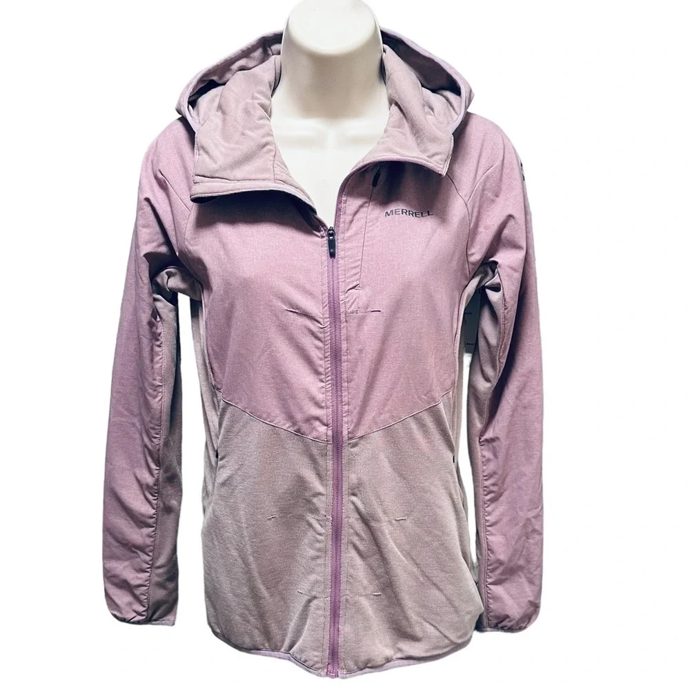 MERRELL Full Zip Up Hooded Jacket Lightweight Warm Polartec Wind Breaker 6858